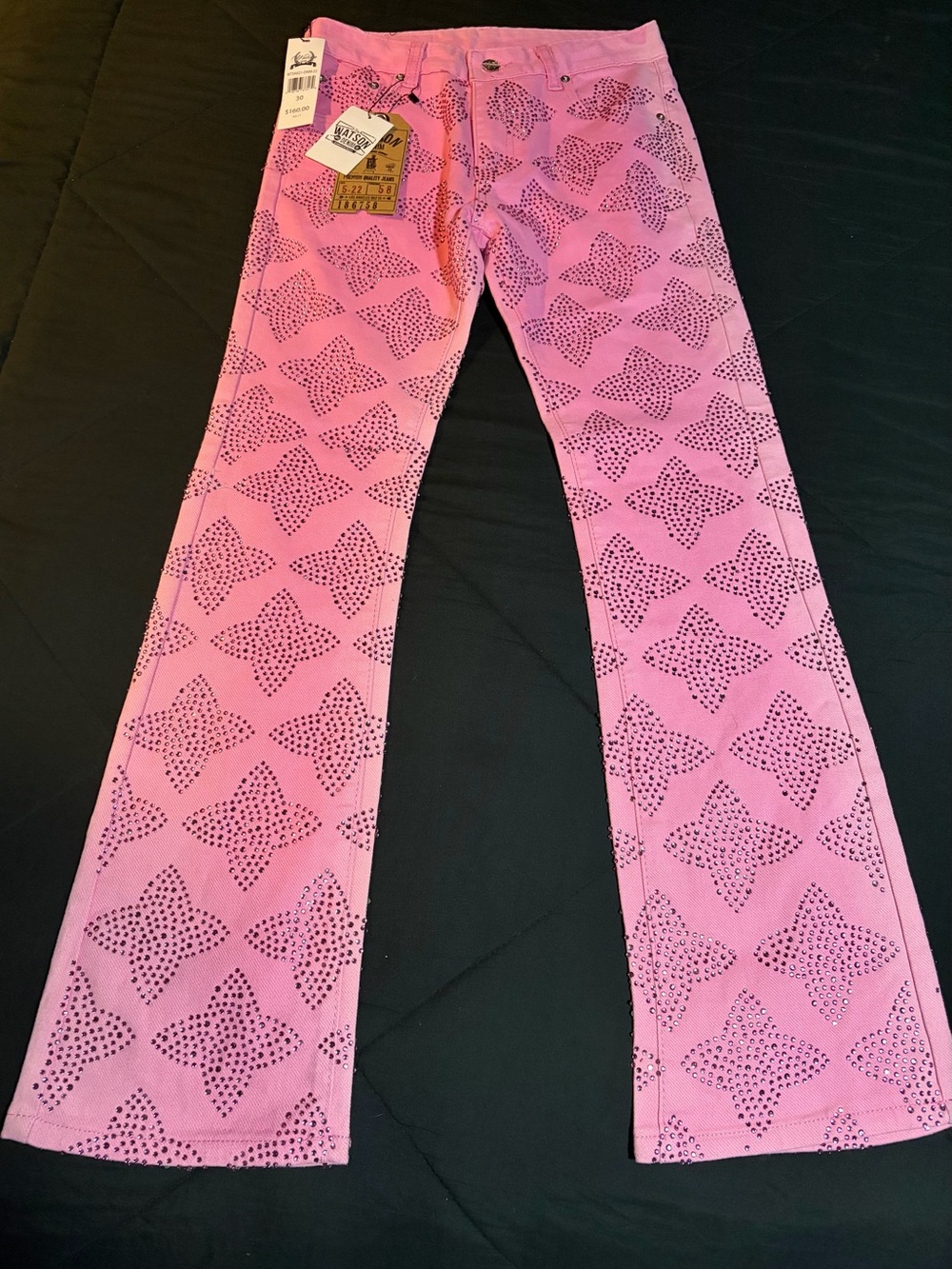 Men's Pink Patterned Flare Jeans